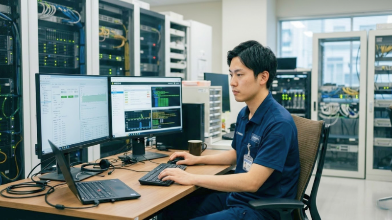 医療システムを運用監視している様子